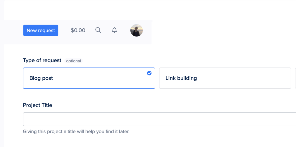 New request form in the DareToCloud client portal